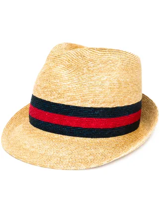 gucci woven straw fedora
