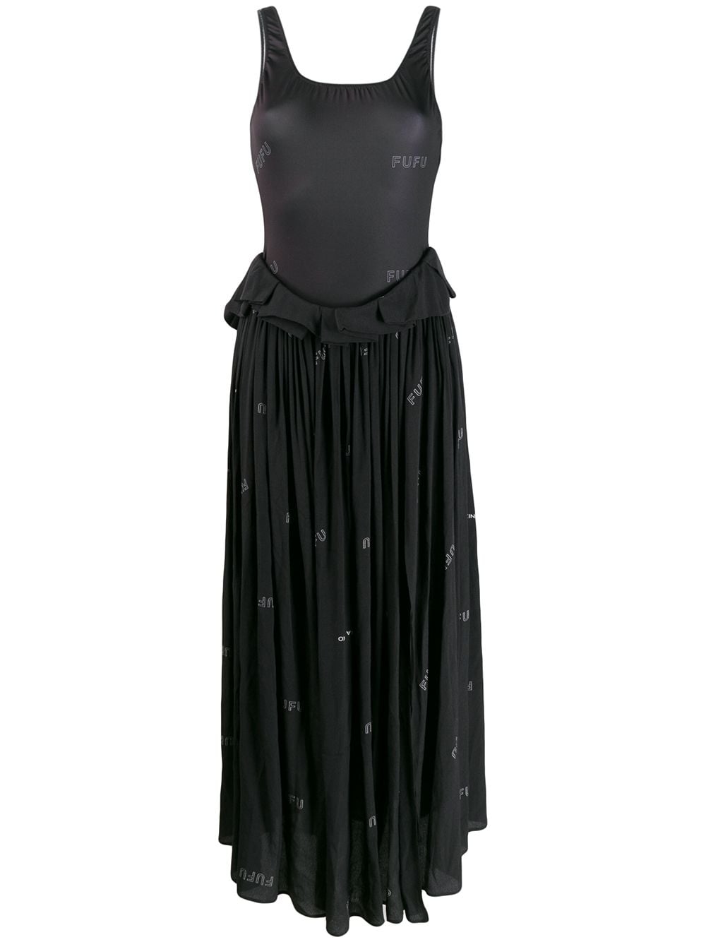 Shop Natasha Zinko Printed Swimsuit Maxi Dress In Black