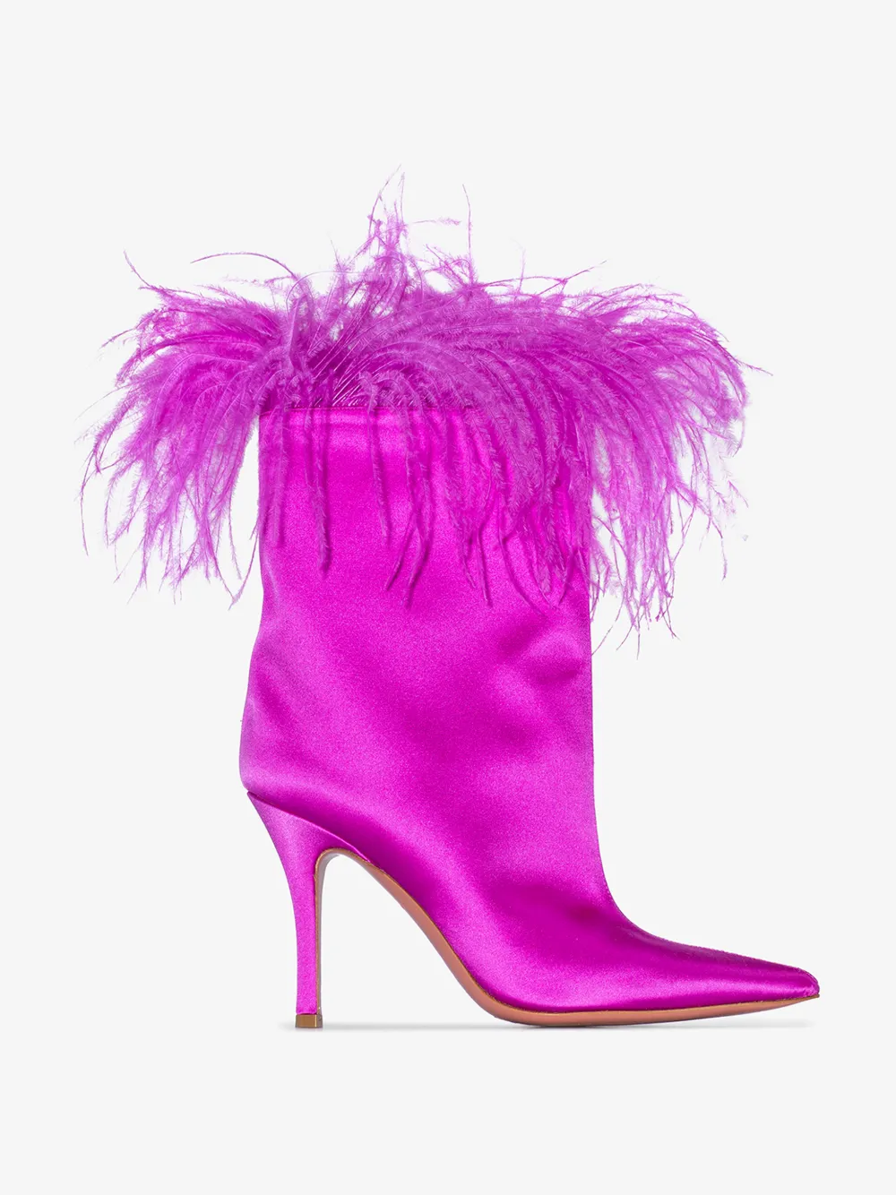 AMINA MUADDI PINK NAKIA PLUME 95 SATIN BOOTS,NAKIAPLUME14023631