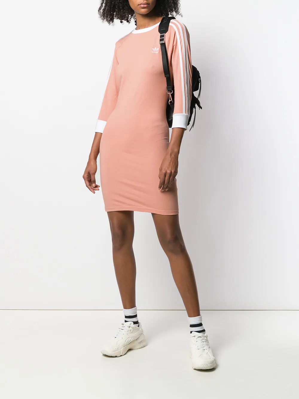 adidas 3 stripe dress pink