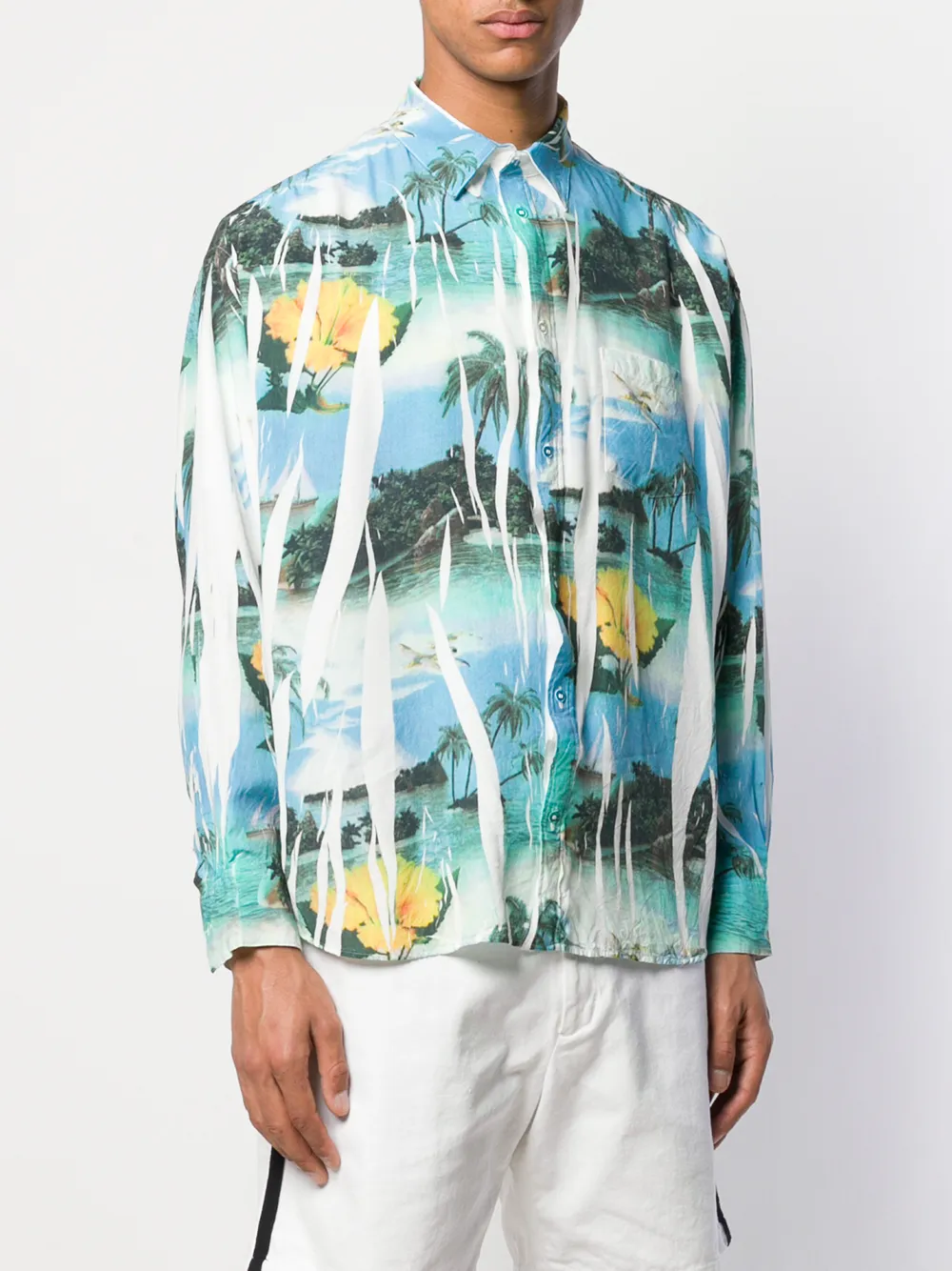 Doublet Overhemd met tropische print Blauw