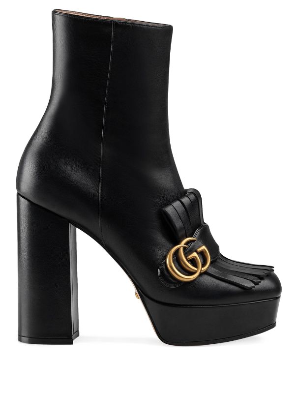 Gucci Leather Ankle Boot With Plateau 
