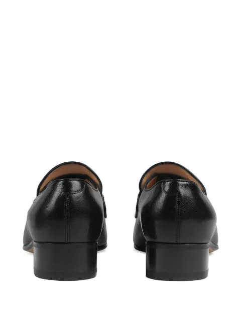 Gucci Bonny Horsebit Collapsible-Heel Webbing-Trimmed Full-Grain Leather Loafers In Black
