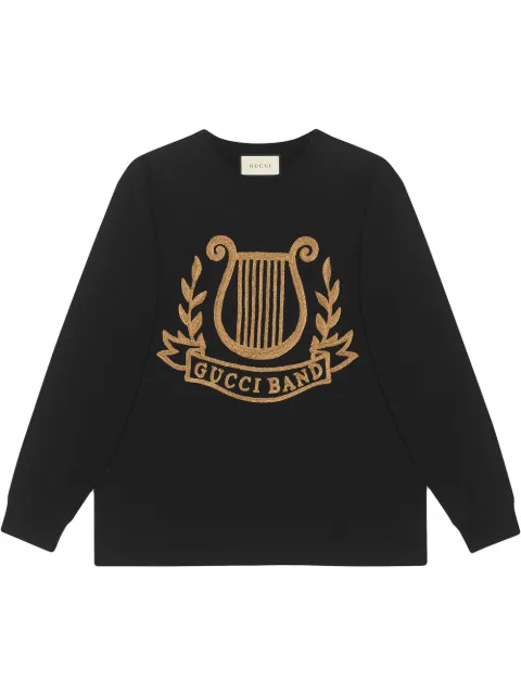 Click to view more detailed imagery on our partner's website Gucci Black Men's Oversized T-shirt With Lyre Patch In 1815 Black