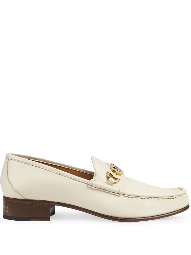 Click to view more detailed imagery on our partner's website Gucci Leather Loafer With Interlocking G Horsebit In White