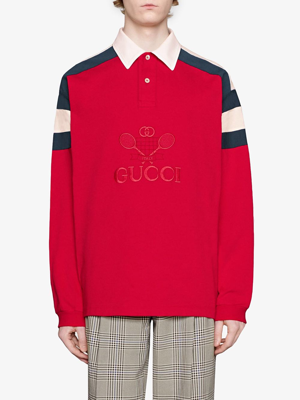 фото Gucci рубашка-поло оверсайз с вышивкой Gucci Tennis