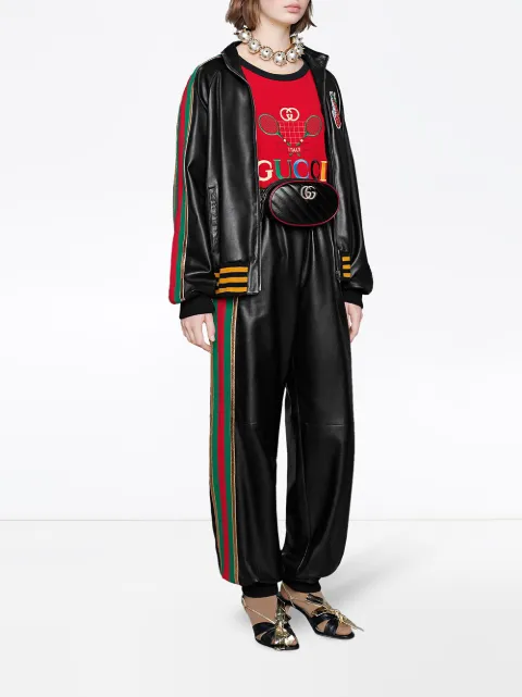 GUCCI GUCCI TENNIS RACKET LOGO PRINTED T-SHIRT - RED