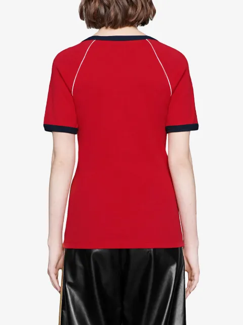 GUCCI GUCCI TENNIS RACKET LOGO PRINTED T-SHIRT - RED