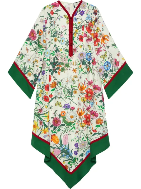 Click to view more detailed imagery on our partner's website Gucci Kimono Style Dress With Flora Print In 9510 Multicoloured