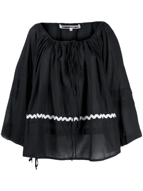 Mcq By Alexander Mcqueen Mcq Alexander Mcqueen Embroidered Wavy Stripe Blouse - Black In Black