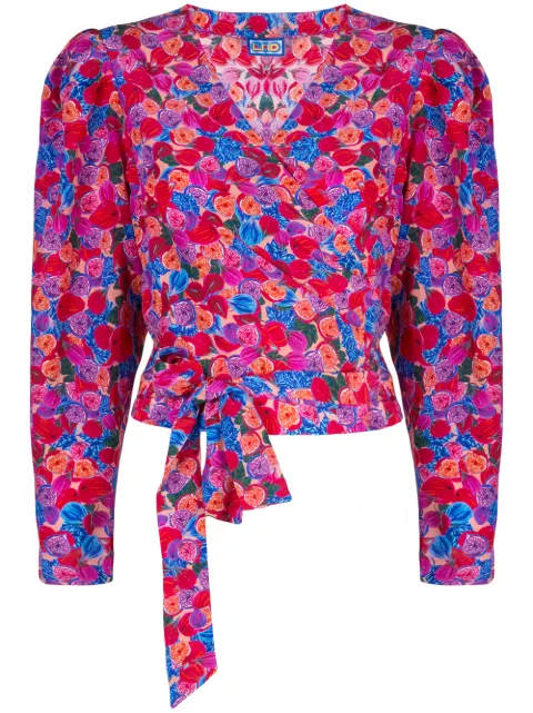 Lhd floral print wrap blouse