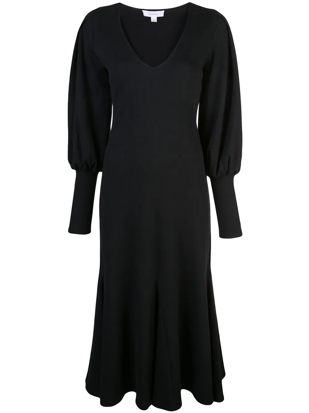 Click to view more detailed imagery on our partner's website Beaufille Flora Ribbed Cotton-Blend Midi Dress In Black