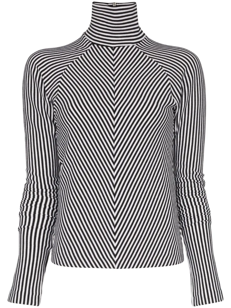 Haider Ackermann Tops HAIDER ACKERMANN STRIPED TURTLENECK JUMPER - BLACK