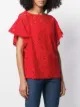 Escada lace ruffle-sleeve blouse
