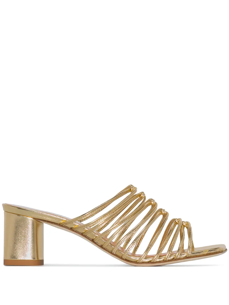 Aeyde Sandals AEYDE MULTI-STRAP PEARL SANDALS - METALLIC