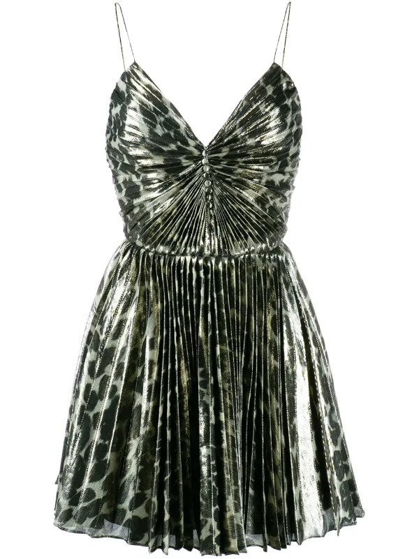 pleated leopard print dress