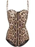 Dolce & Gabbana leopard-print balconette swimsuit - Brown