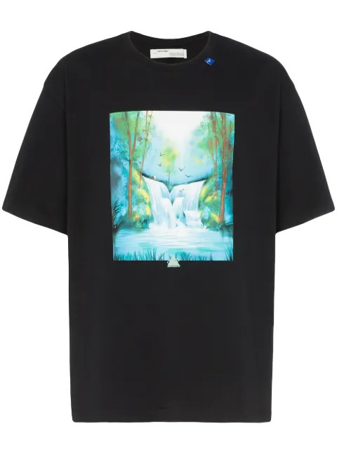 Click to view more detailed imagery on our partner's website Off-White T-Shirt Waterfall Oversize In Cotone Con Stampa In Black Multi