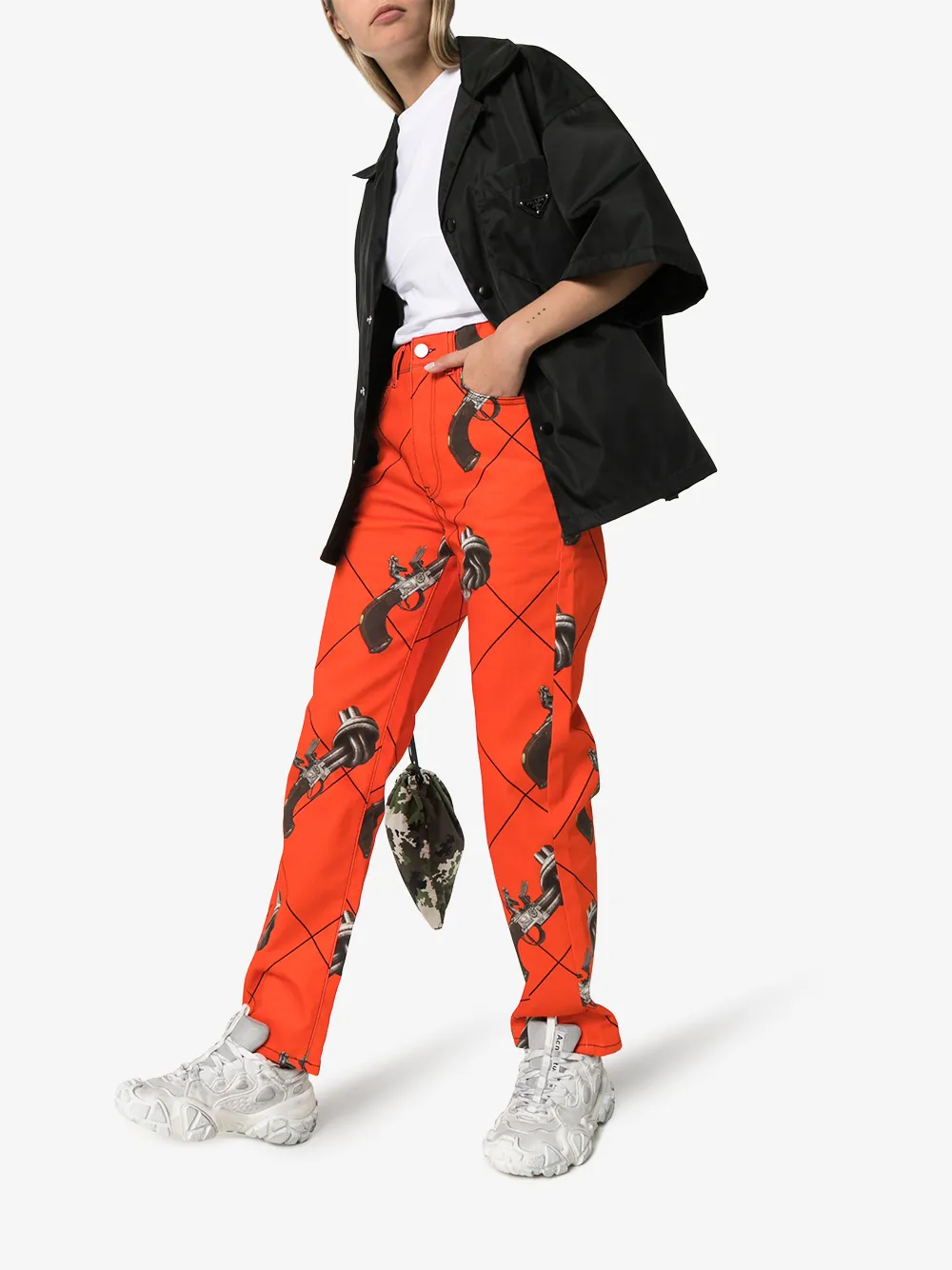 KIRIN PEGGY GOU KIRIN GUNS PRINT BOYFRIEND JEANS