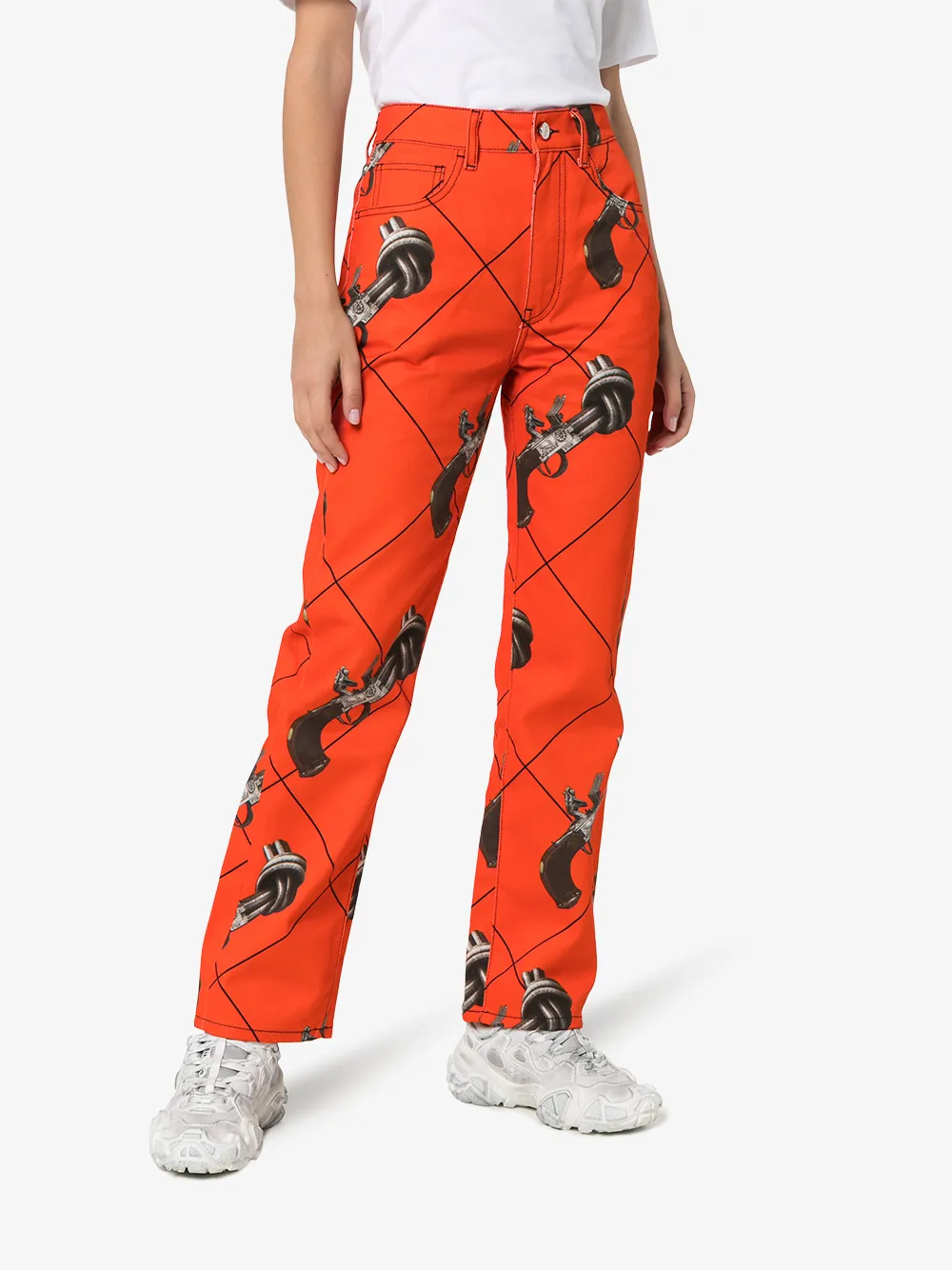 KIRIN PEGGY GOU KIRIN GUNS PRINT BOYFRIEND JEANS