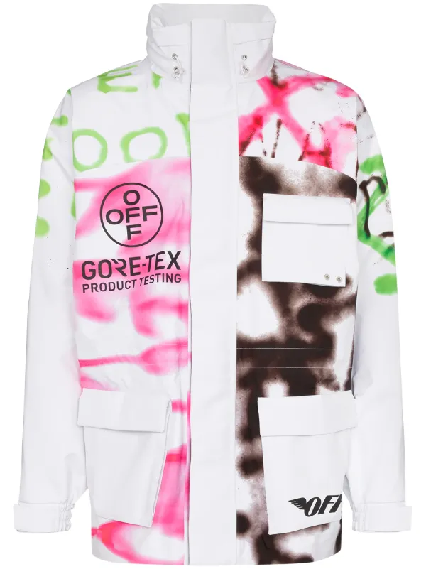 Off White Goretex Graffiti Print Ski Jacket Aw19 Farfetch Com