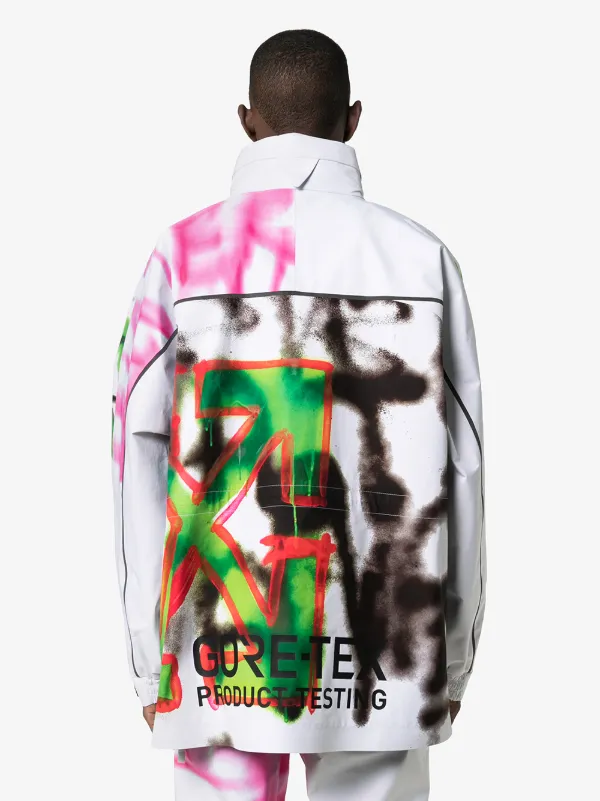 Off White Goretex Graffiti Print Ski Jacket Aw19 Farfetch Com