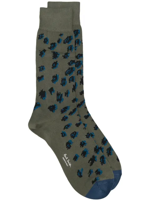 Click to view more detailed imagery on our partner's website Paul Smith Cheetah Pattern Socks In 63 Kaki