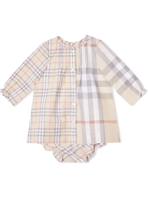 BURBERRY contrast check dress with bloomers