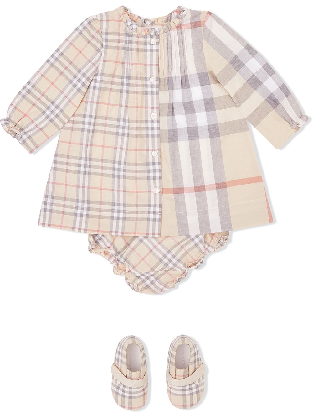 фото Burberry kids платье в клетку с блумерами