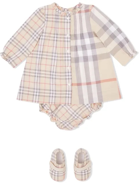 BURBERRY contrast check dress with bloomers