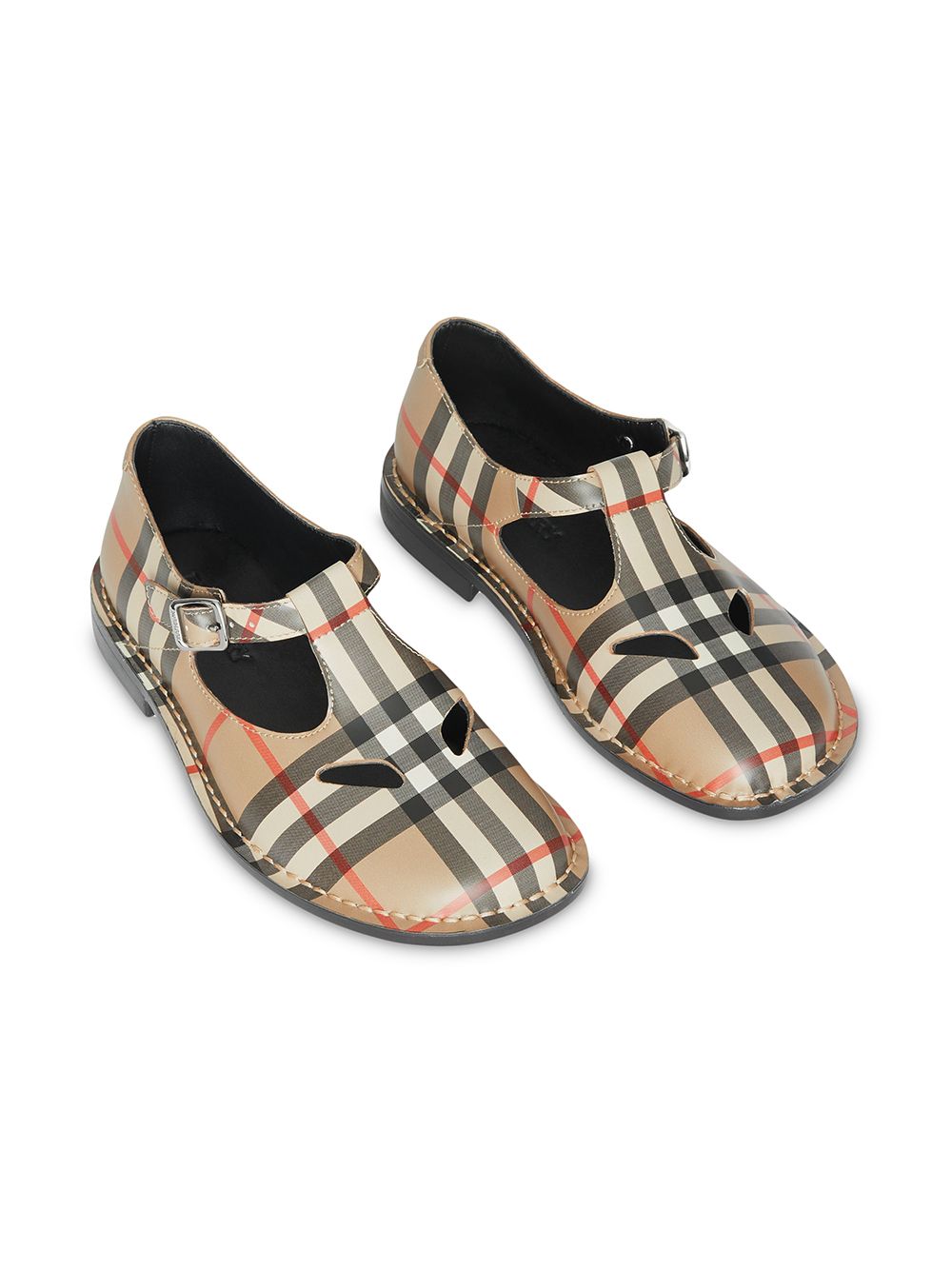 Burberry Kids Vintage Check Leather Mary Jane Shoes Ss20 