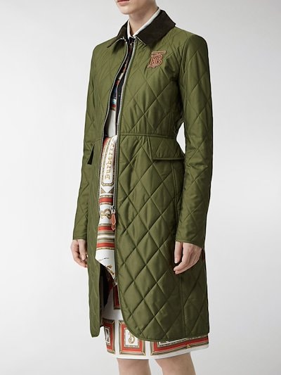 Burberry Monogram Motif Quilted Riding Coat green | MODES