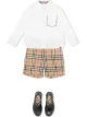 الصورة 2 من Burberry Kids قميص بجيب بحواف كاروهات