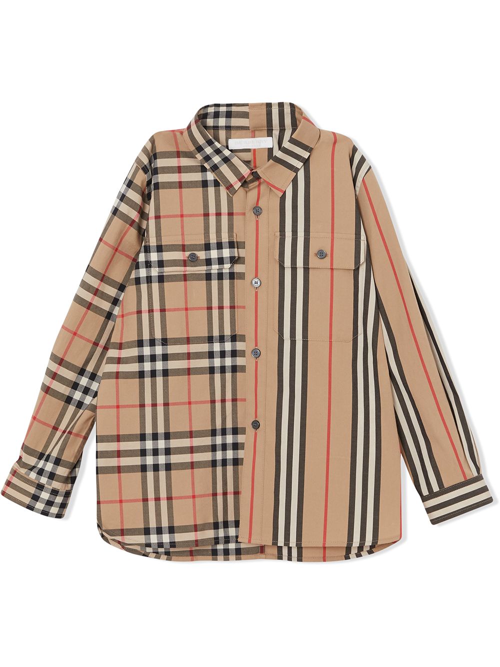 фото Burberry kids рубашка в клетку vintage check и полоску icon stripe