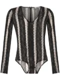 Amir Slama floral sheer panelled body - Black