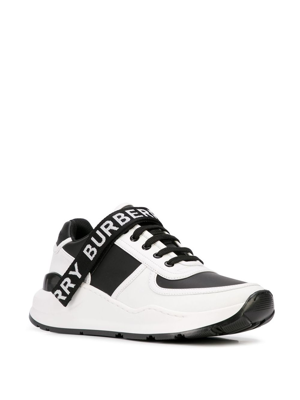 Shop Burberry logo-strap low-top sneakers with Express Delivery - FARFETCH