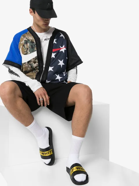 Off-White Men's Industrial Leather Slide Sandals In Black