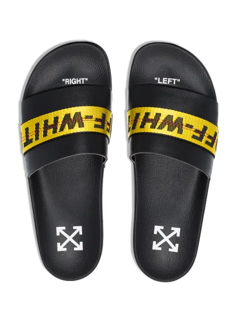 Off-White Men's Industrial Leather Slide Sandals In Black