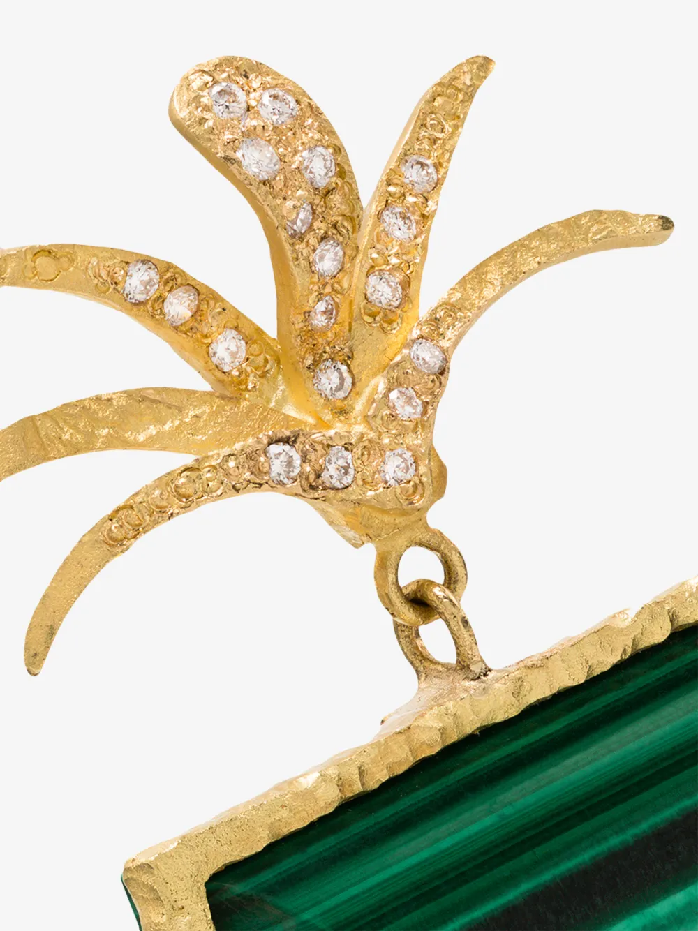 ORIT ELHANATI 18K YELLOW GOLD ROXY PALM MALACHITE DIAMOND EARRING,RG1042314037452
