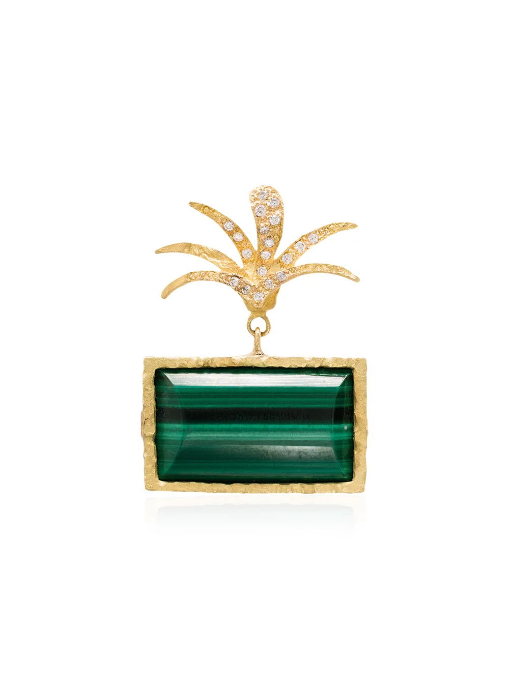 ORIT ELHANATI 18KT YELLOW GOLD ROXY PALM MALACHITE DIAMOND EARRING