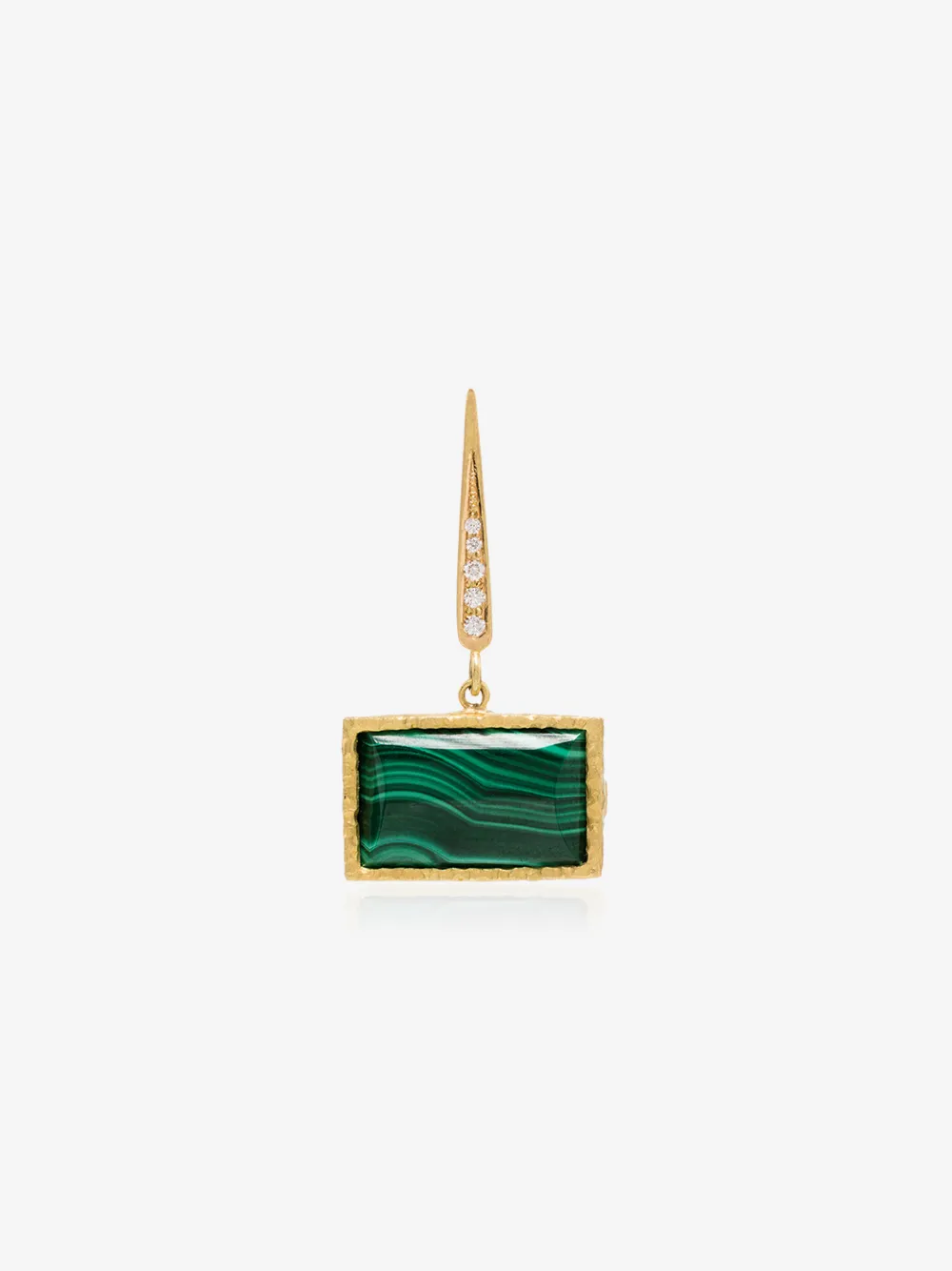 ORIT ELHANATI 18K YELLOW GOLD ROXY MALACHITE DIAMOND DROP EARRING,RG1042114037525