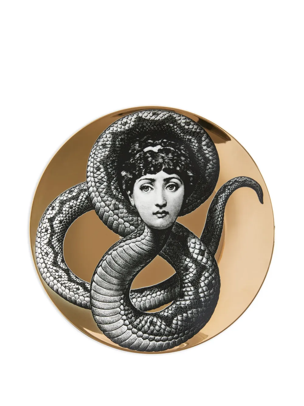 Fornasetti Face Serpent プレート - イエロー Fornasetti Face Serpent プレート - イエロー