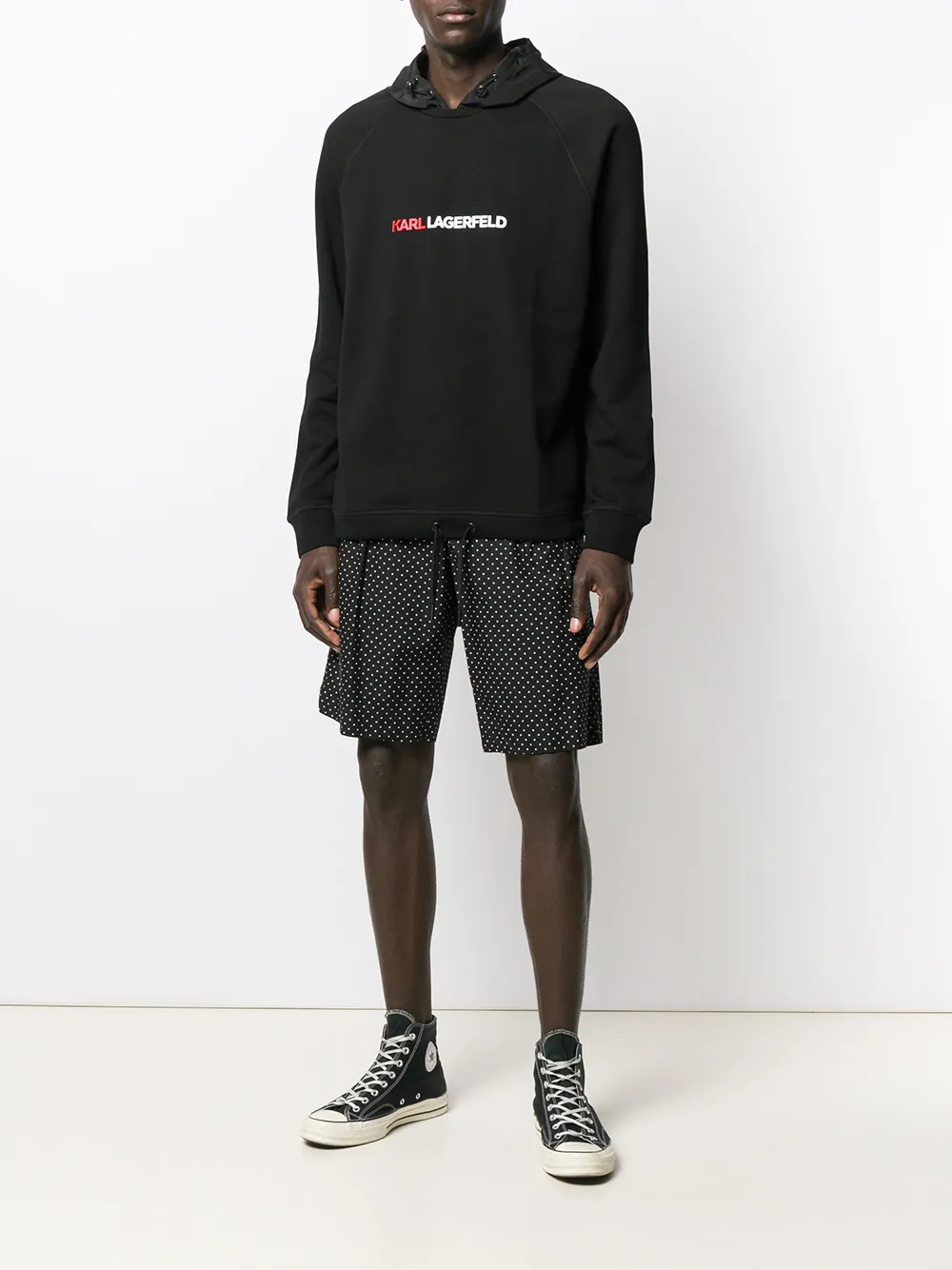 Karl Lagerfeld Hoodie met logoband Zwart