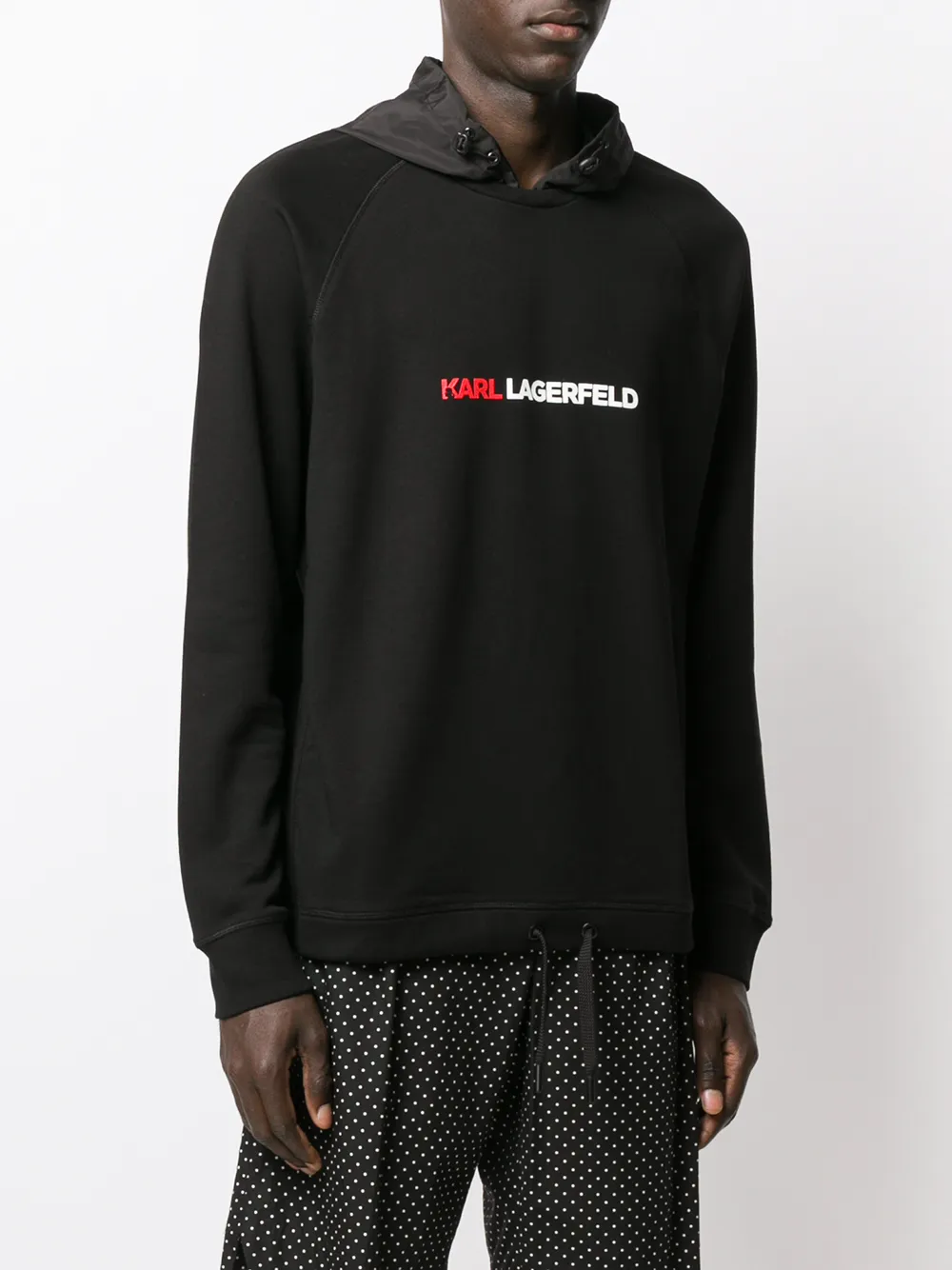 Karl Lagerfeld Hoodie met logoband Zwart