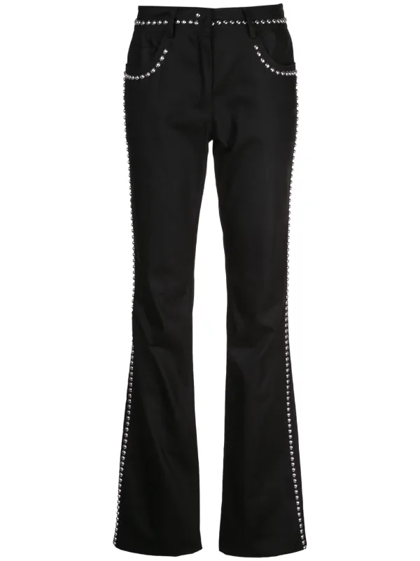 Giambattista Valli Stud Embellished Flared Trousers in Black