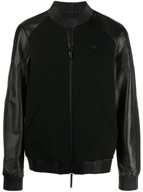 Shop Giuseppe Zanotti mixed fabric biker jacket with Express Delivery ...