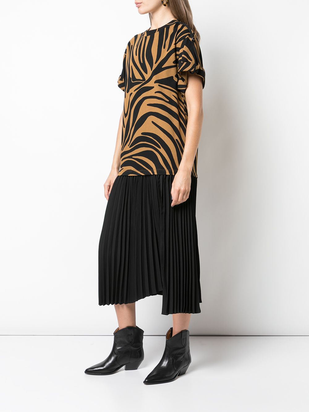 zebra pleated shirt dress