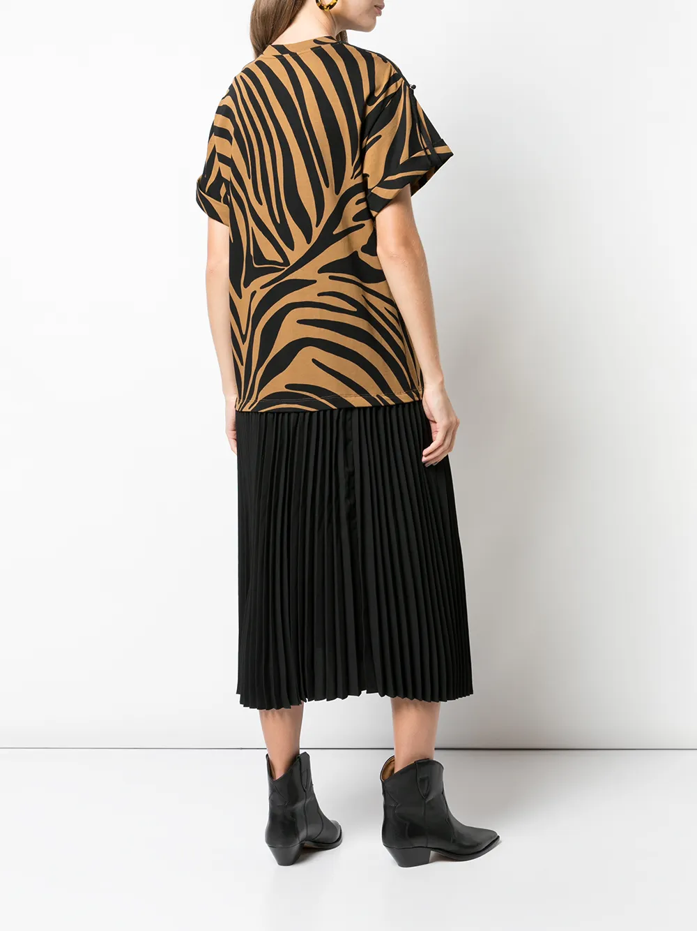 zebra pleated shirt dress