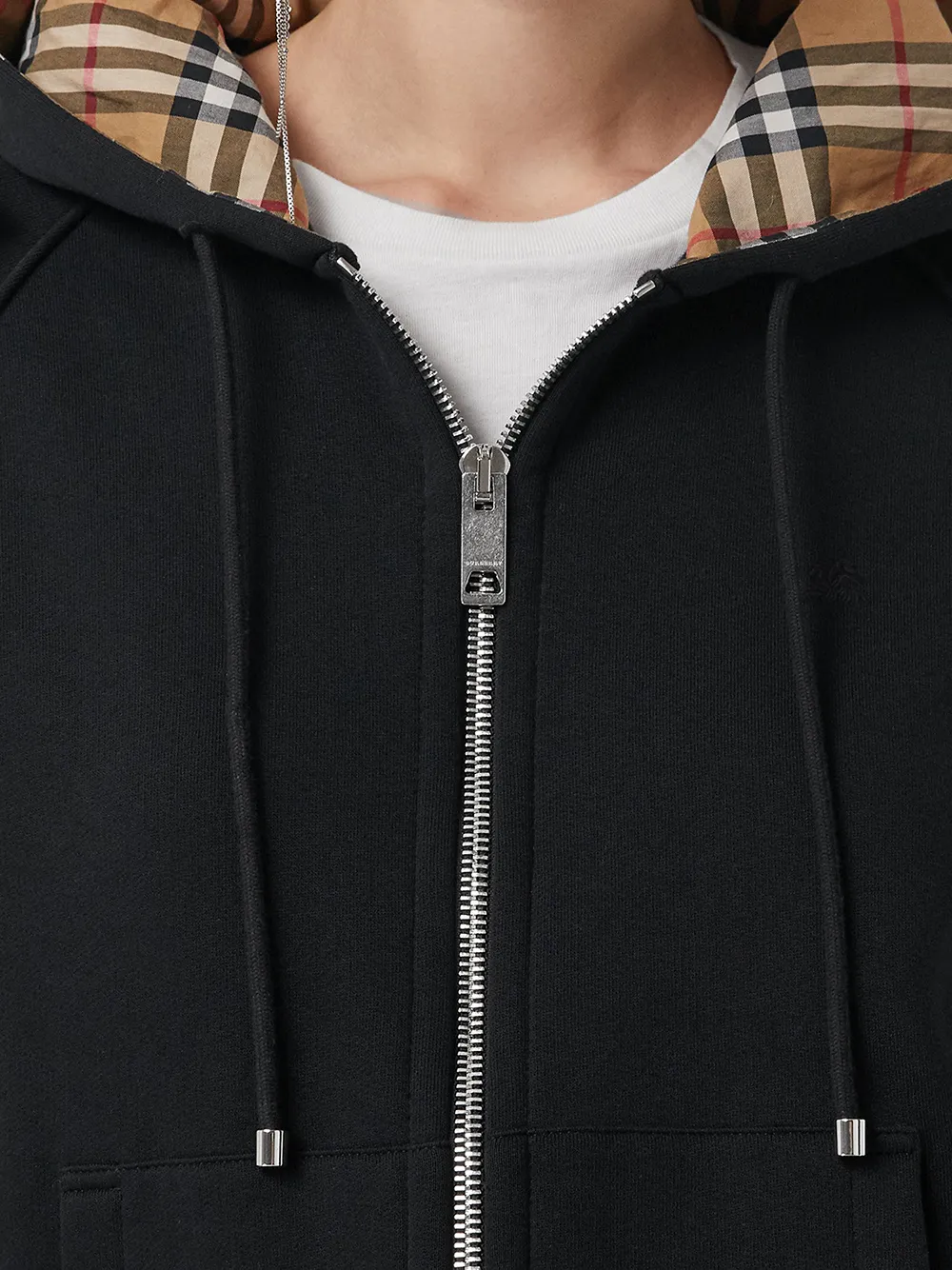 check detail jersey hooded top
