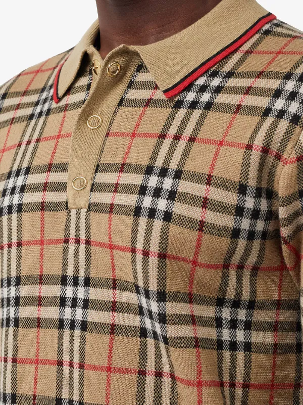burberry vintage check merino wool polo shirt